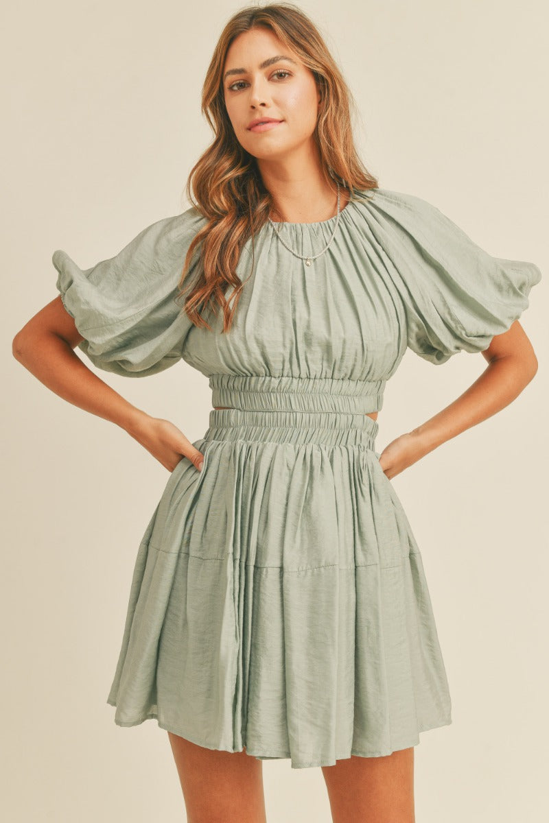 Dusty Sage Cut - Out | Mini Dress Lounge + Wear Market Dusty Sage Cut - Out | Mini Dress Lounge + Wear Market